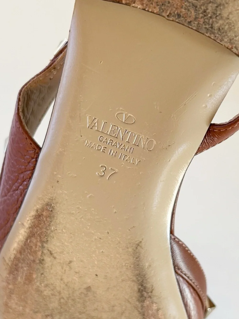 Valentino Garavani Rockstud Brown Slingback Flats Half D’Orsay Pointed Toe EU 37 - Picture 11 of 11